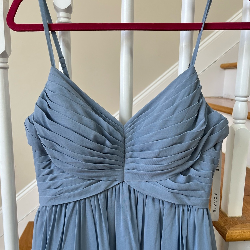 Azazie Alia Dusty Blue Bridesmaid gown size A8